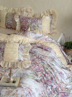 Rosewater Bloom Ruched Tencel Ruffle Bedding Set