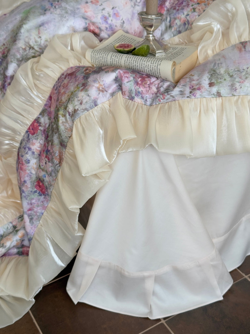 Rosewater Bloom Ruched Tencel Ruffle Bedding Set