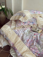 Rosewater Bloom Ruched Tencel Ruffle Bedding Set