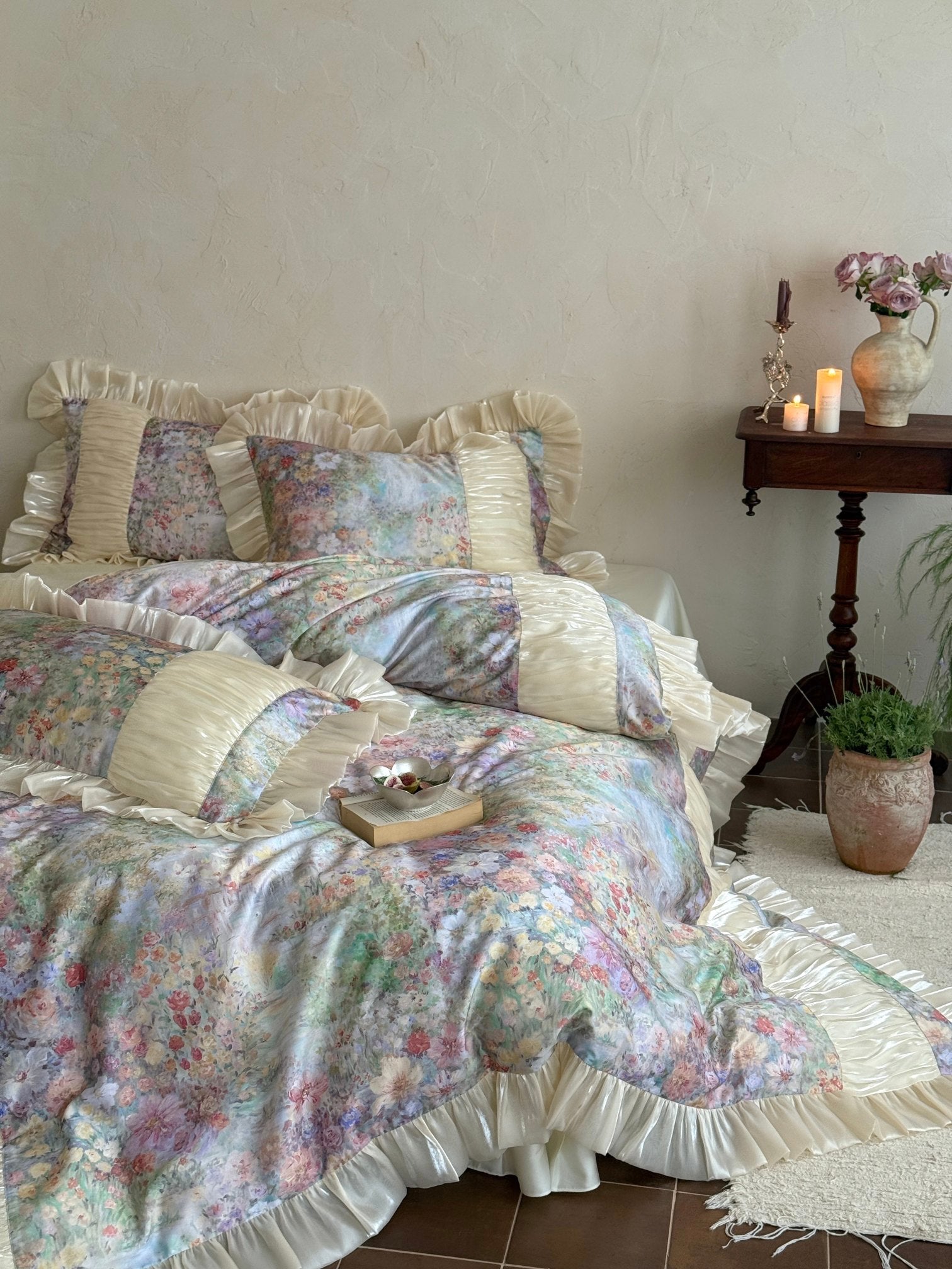 Roseveil Garden Ruched & Ruffle Tencel Bedding Set