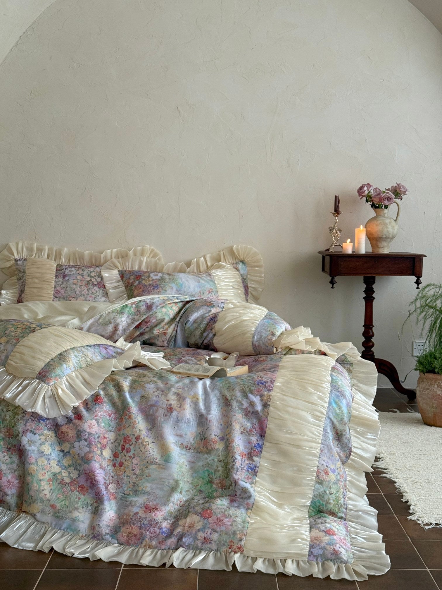 Roseveil Garden Ruched & Ruffle Tencel Bedding Set