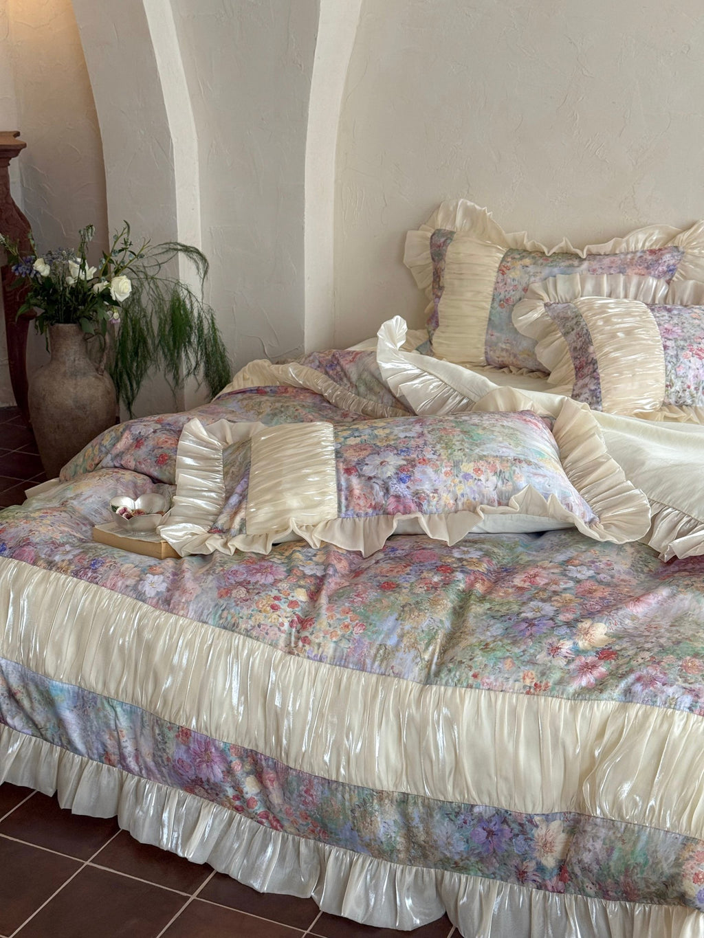 Roseveil Garden Ruched & Ruffle Tencel Bedding Set
