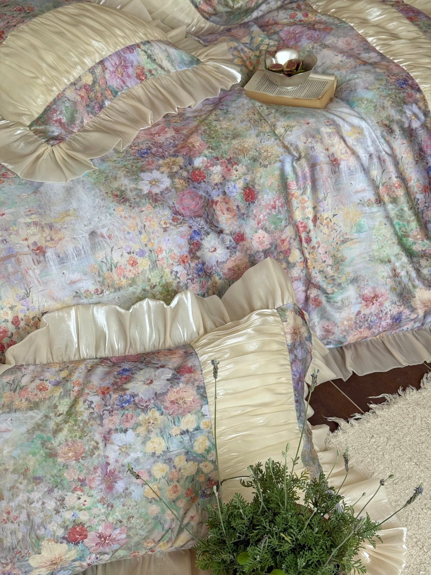 Roseveil Garden Ruched & Ruffle Tencel Bedding Set