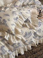 Willowbrook Toile Muslin Gauze Ruffle Bedding Set – Blue