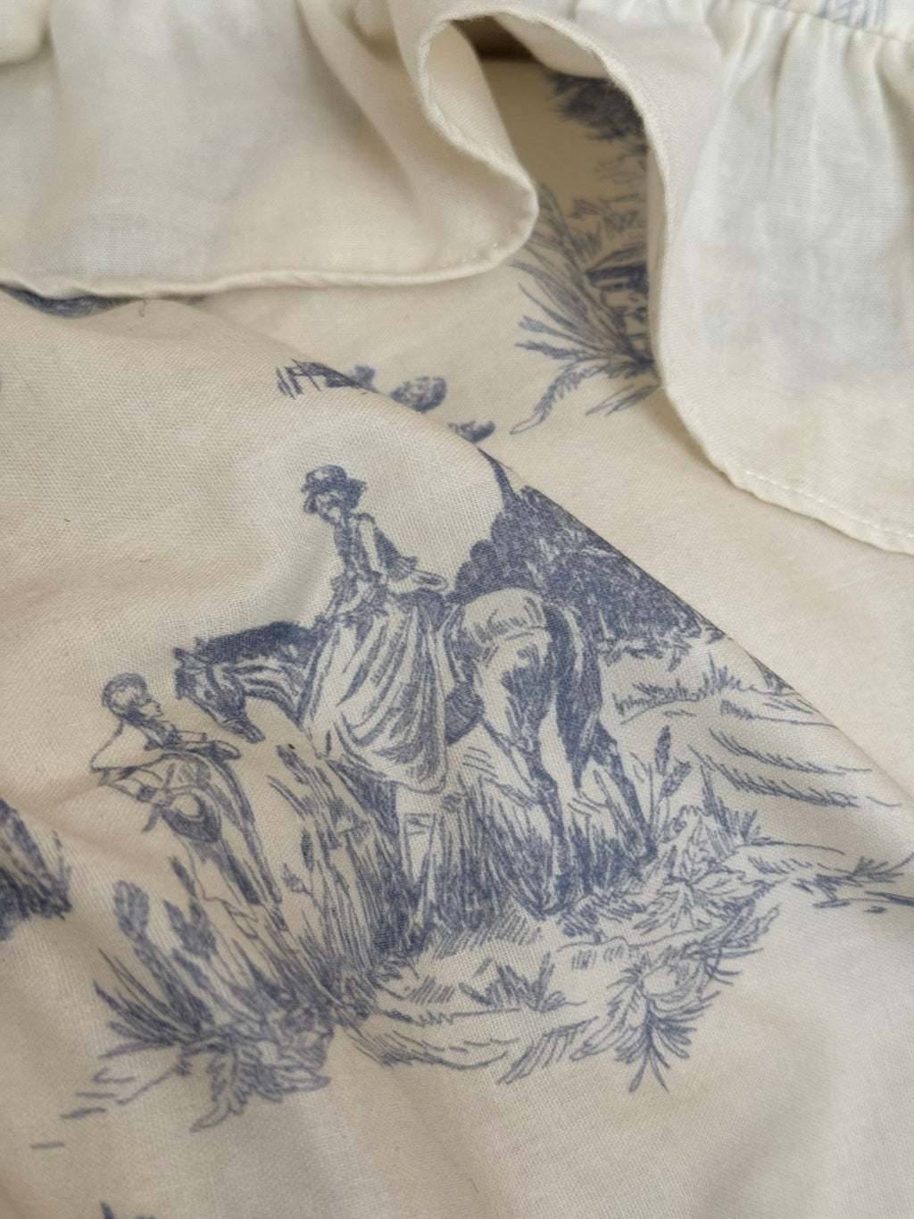 Willowbrook Toile Muslin Gauze Ruffle Bedding Set – Blue