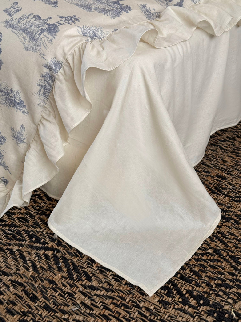 Willowbrook Toile Muslin Gauze Ruffle Bedding Set – Blue