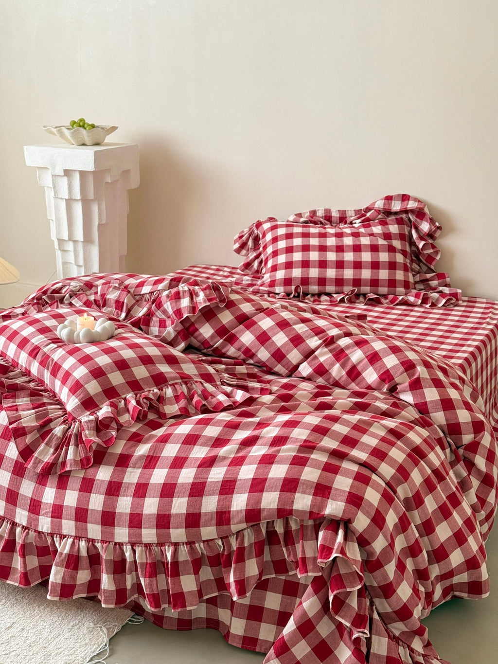 Sweet Gingham Ruffle Bedding