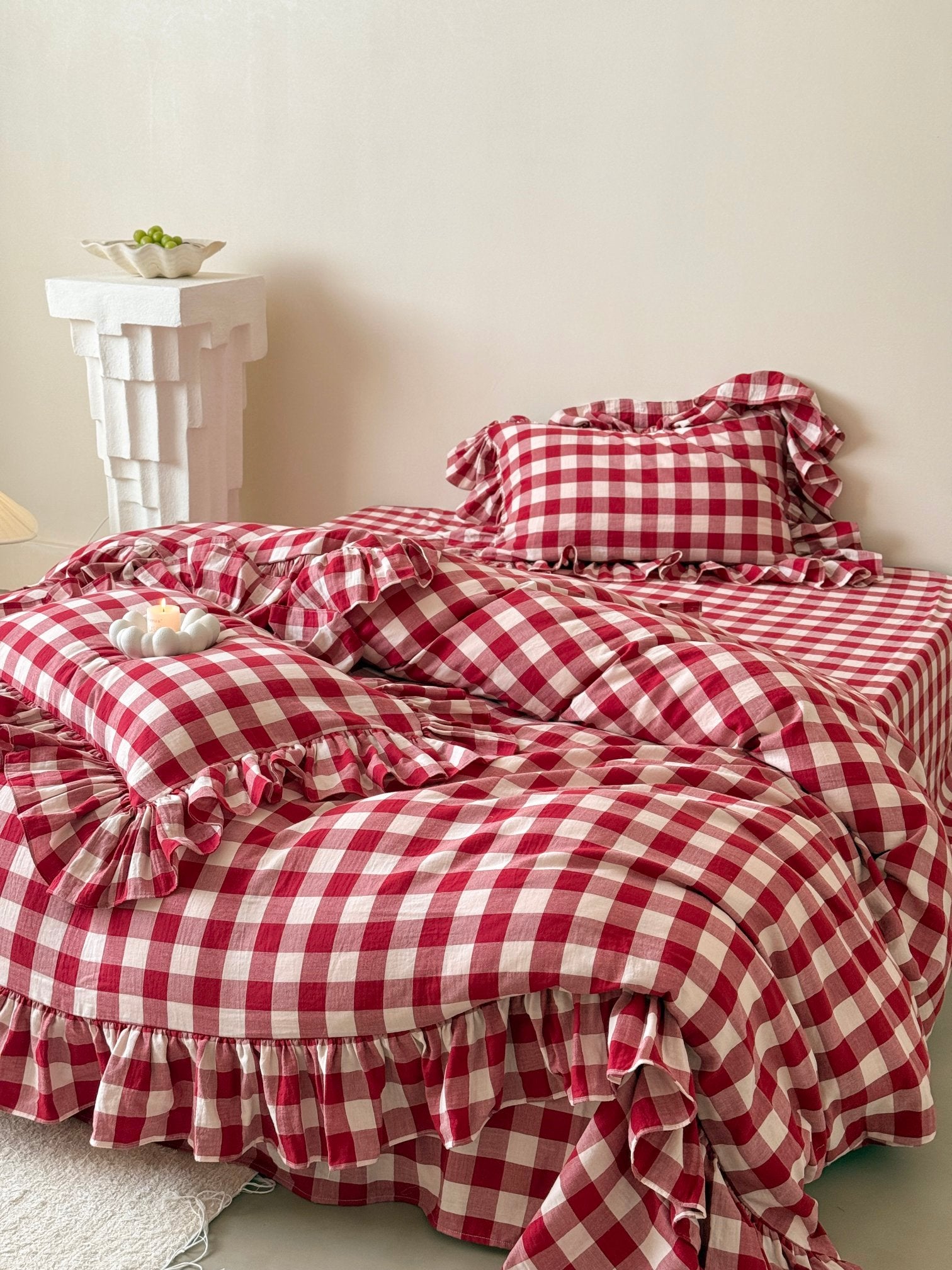 Sweet Gingham Ruffle Bedding