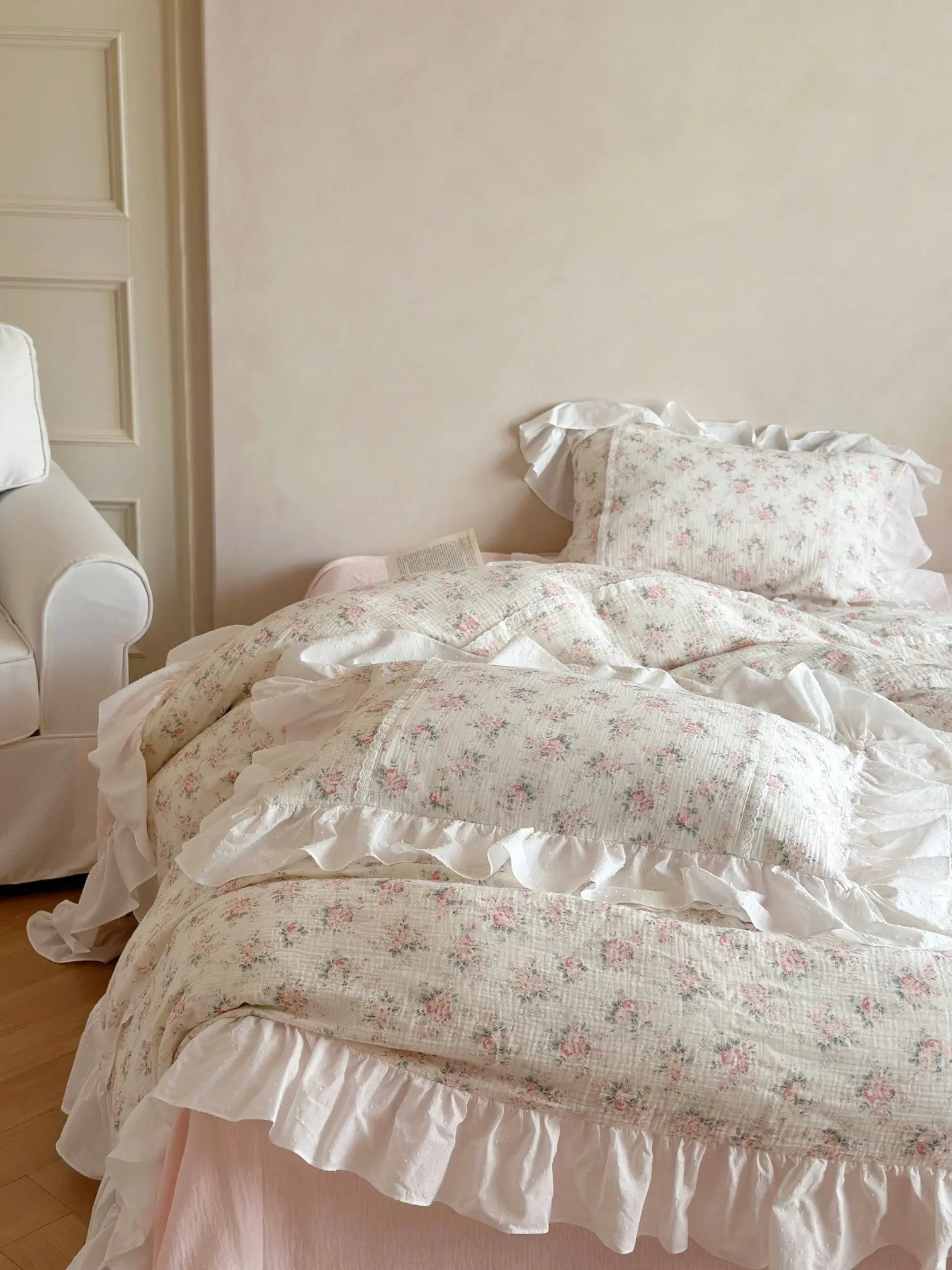 Blossom Puff Ruffle Muslin Bedding Set