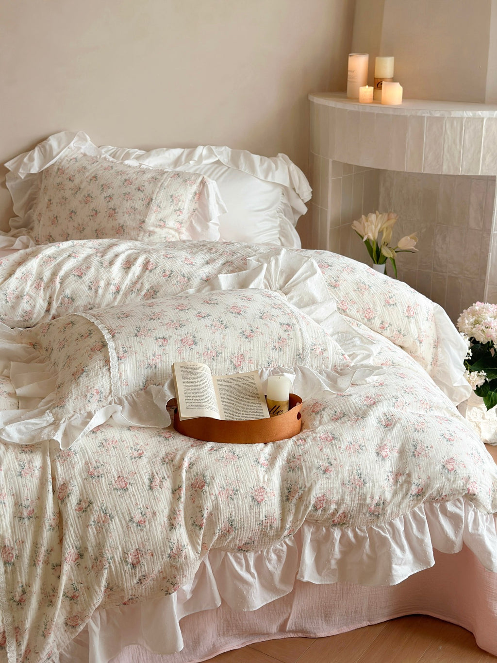 Blossom Puff Ruffle Muslin Bedding Set