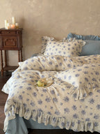 Bluebell Whisper Ruffle Muslin Gauze Bedding Set
