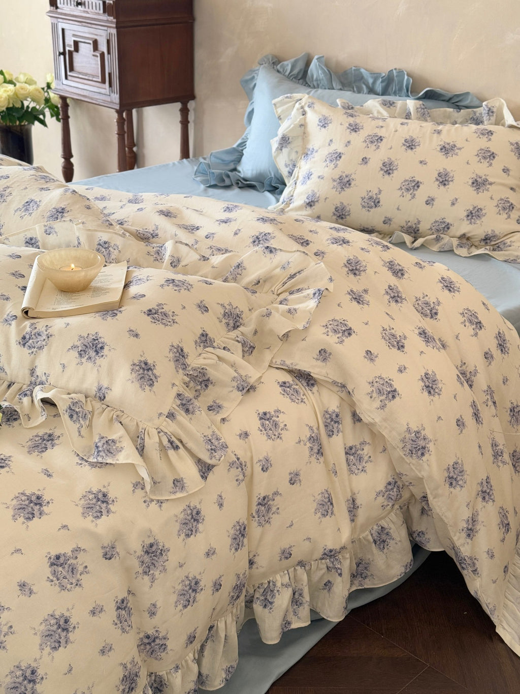 Bluebell Whisper Ruffle Muslin Gauze Bedding Set