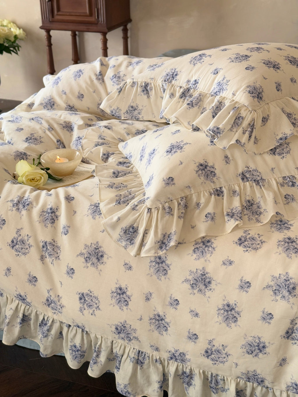 Bluebell Whisper Ruffle Muslin Gauze Bedding Set
