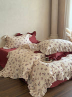 Blush Meadow Ruffle Muslin Gauze Bedding Set Breezora