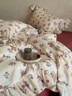 Blush Meadow Ruffle Muslin Gauze Bedding Set Breezora