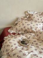 Blush Meadow Ruffle Muslin Gauze Bedding Set Breezora