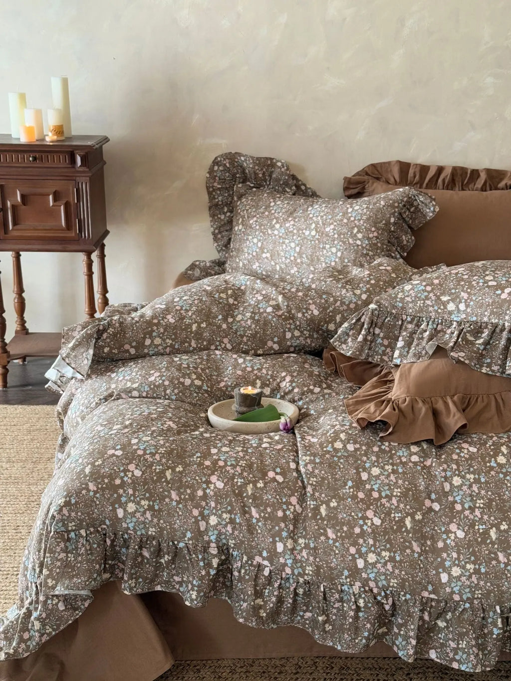 Autumn Meadow Ruffle Muslin Gauze Bedding Set Breezora