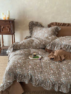 Autumn Meadow Ruffle Muslin Gauze Bedding Set Breezora