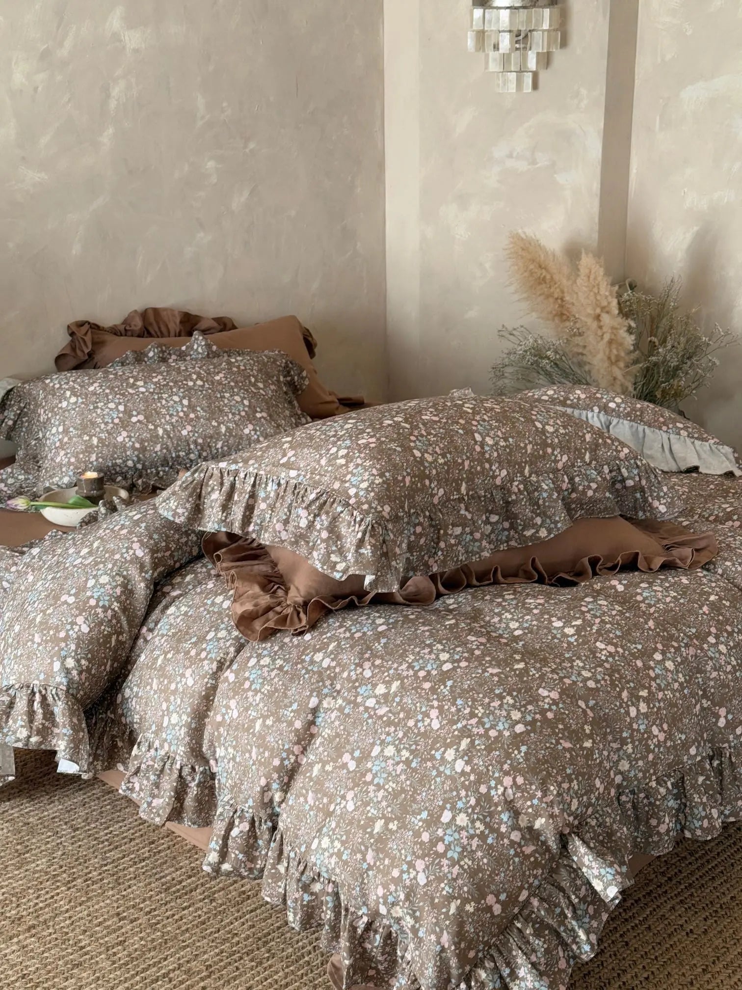 Autumn Meadow Ruffle Muslin Gauze Bedding Set Breezora