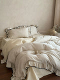Ivory Whisper Ruffle Cotton Bedding Set Breezora