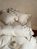 Ivory Whisper Ruffle Cotton Bedding Set Breezora