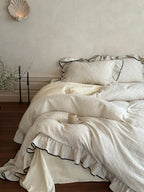 Ivory Whisper Ruffle Cotton Bedding Set Breezora