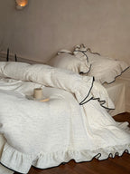 Ivory Whisper Ruffle Cotton Bedding Set Breezora