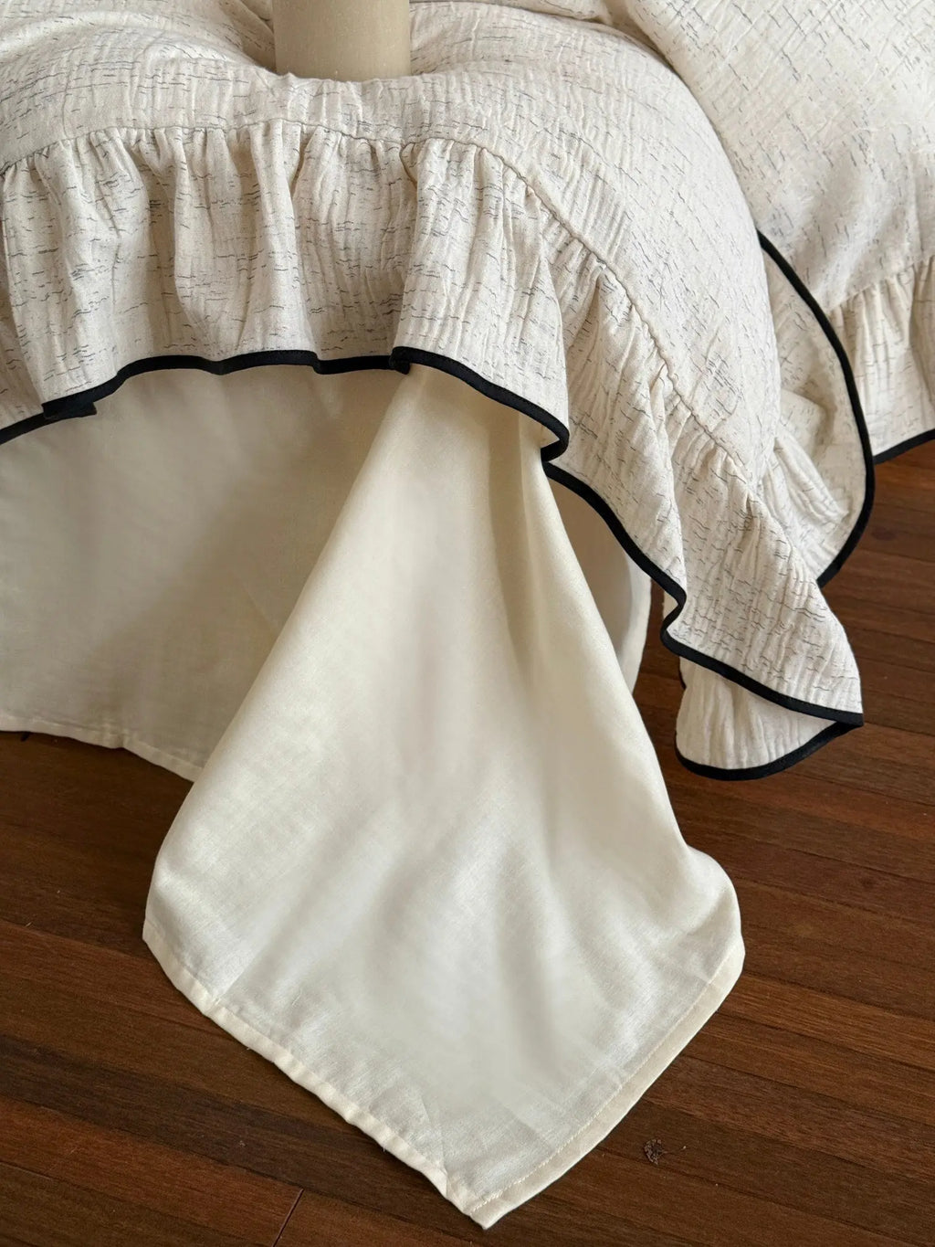 Ivory Whisper Ruffle Cotton Bedding Set Breezora