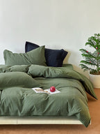 Moss Whisper Square Jacquard Duvet Cover