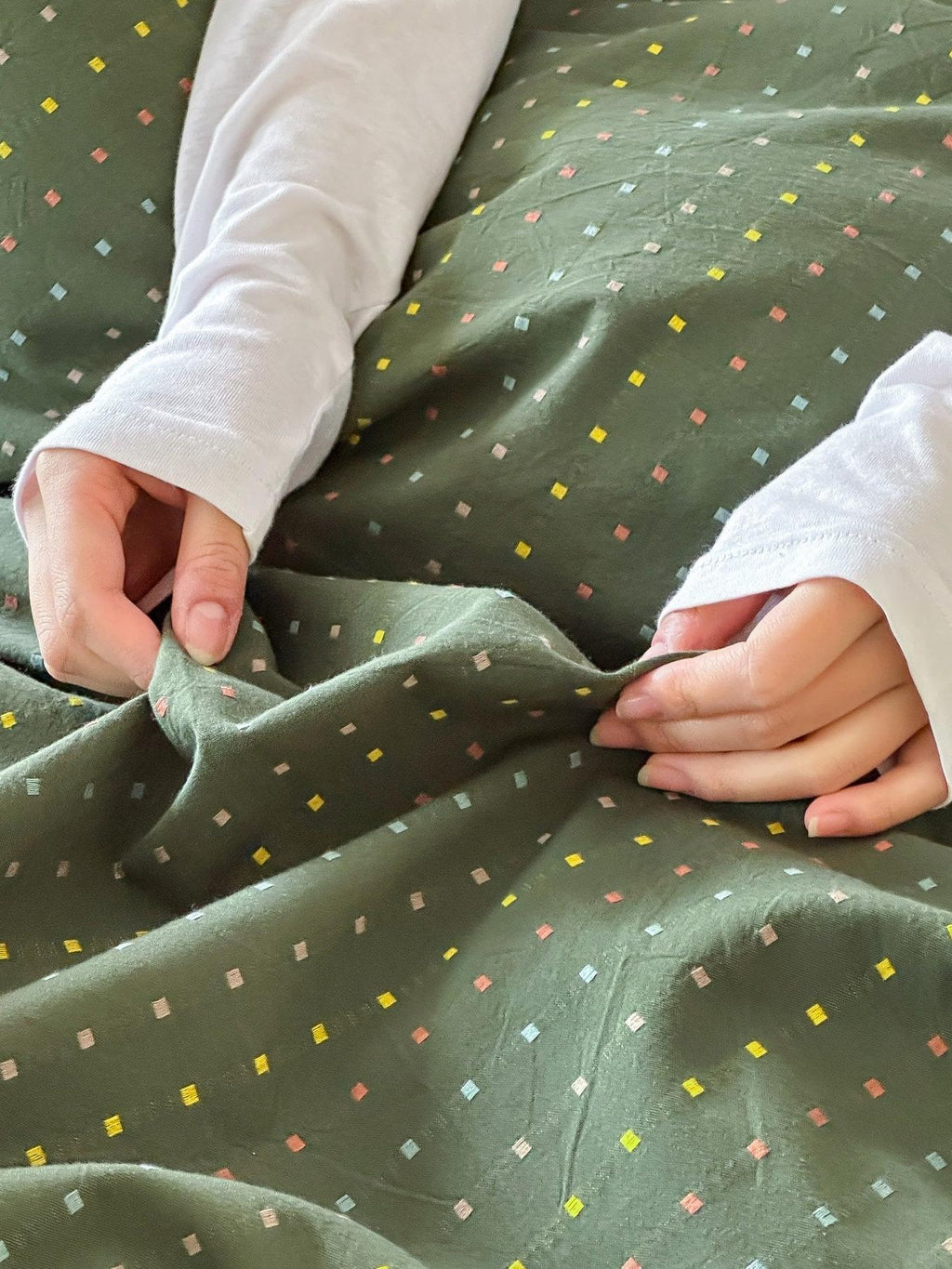 Moss Whisper Square Jacquard Duvet Cover