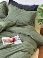 Moss Whisper Square Jacquard Duvet Cover