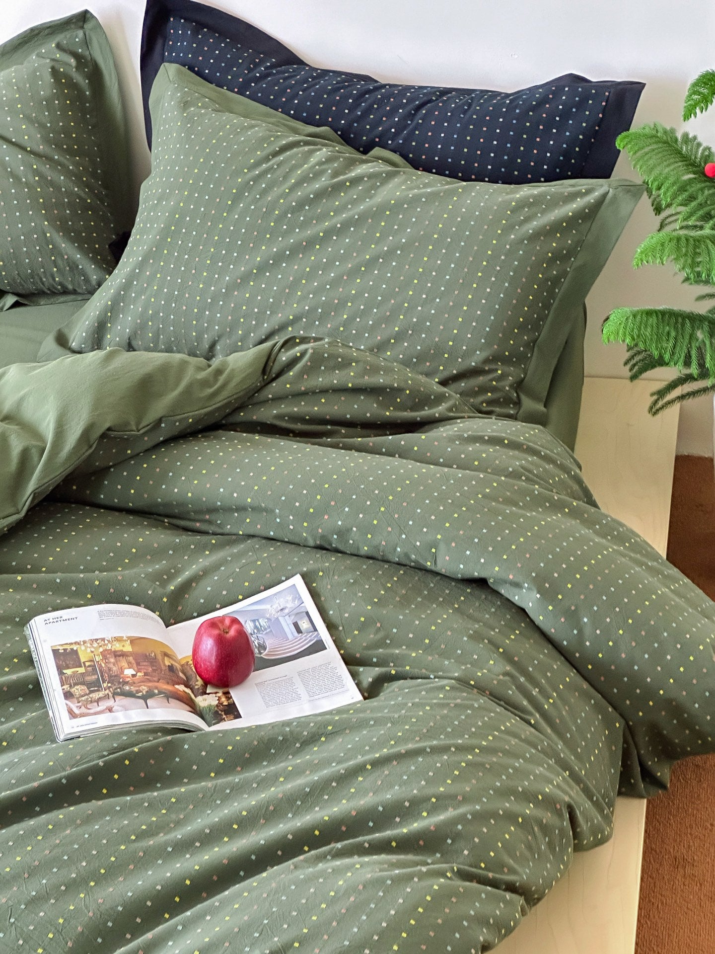 Moss Whisper Square Jacquard Duvet Cover