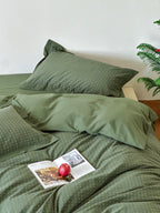 Moss Whisper Square Jacquard Duvet Cover