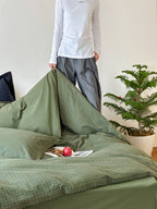 Moss Whisper Square Jacquard Duvet Cover