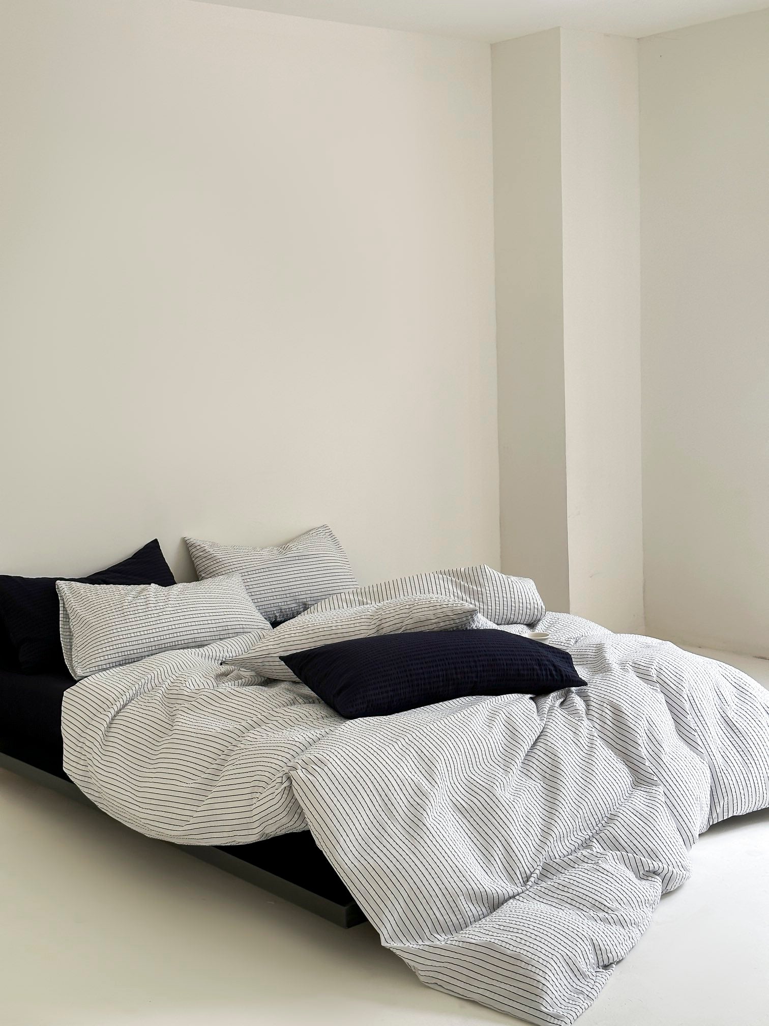 Coastal Mist Stripe Seersucker Duvet Cover