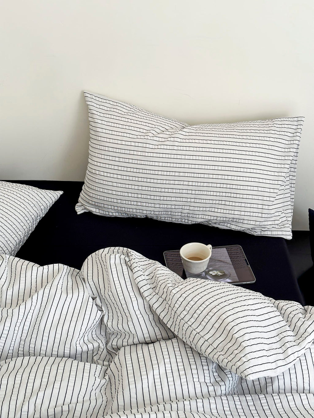 Coastal Mist Stripe Seersucker Duvet Cover