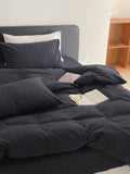 Midnight Stripe Seersucker Duvet Cover
