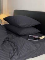 Midnight Stripe Seersucker Duvet Cover