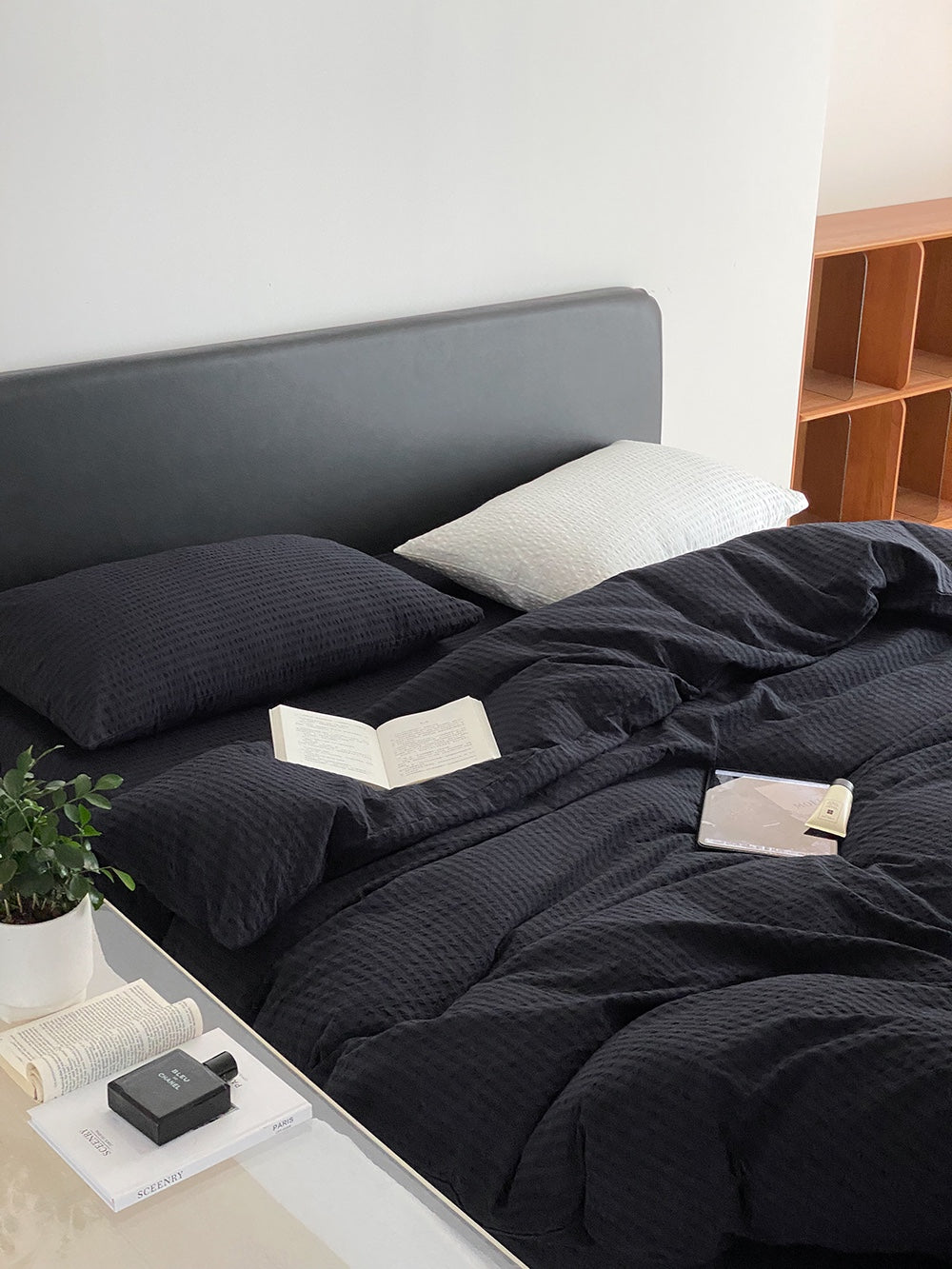 Midnight Stripe Seersucker Duvet Cover