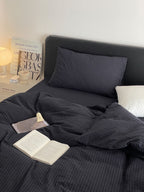 Midnight Stripe Seersucker Duvet Cover