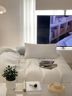 Cloud White Stripe Seersucker Duvet Cover