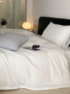 Cloud White Stripe Seersucker Duvet Cover