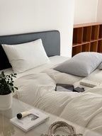 Cloud White Stripe Seersucker Duvet Cover