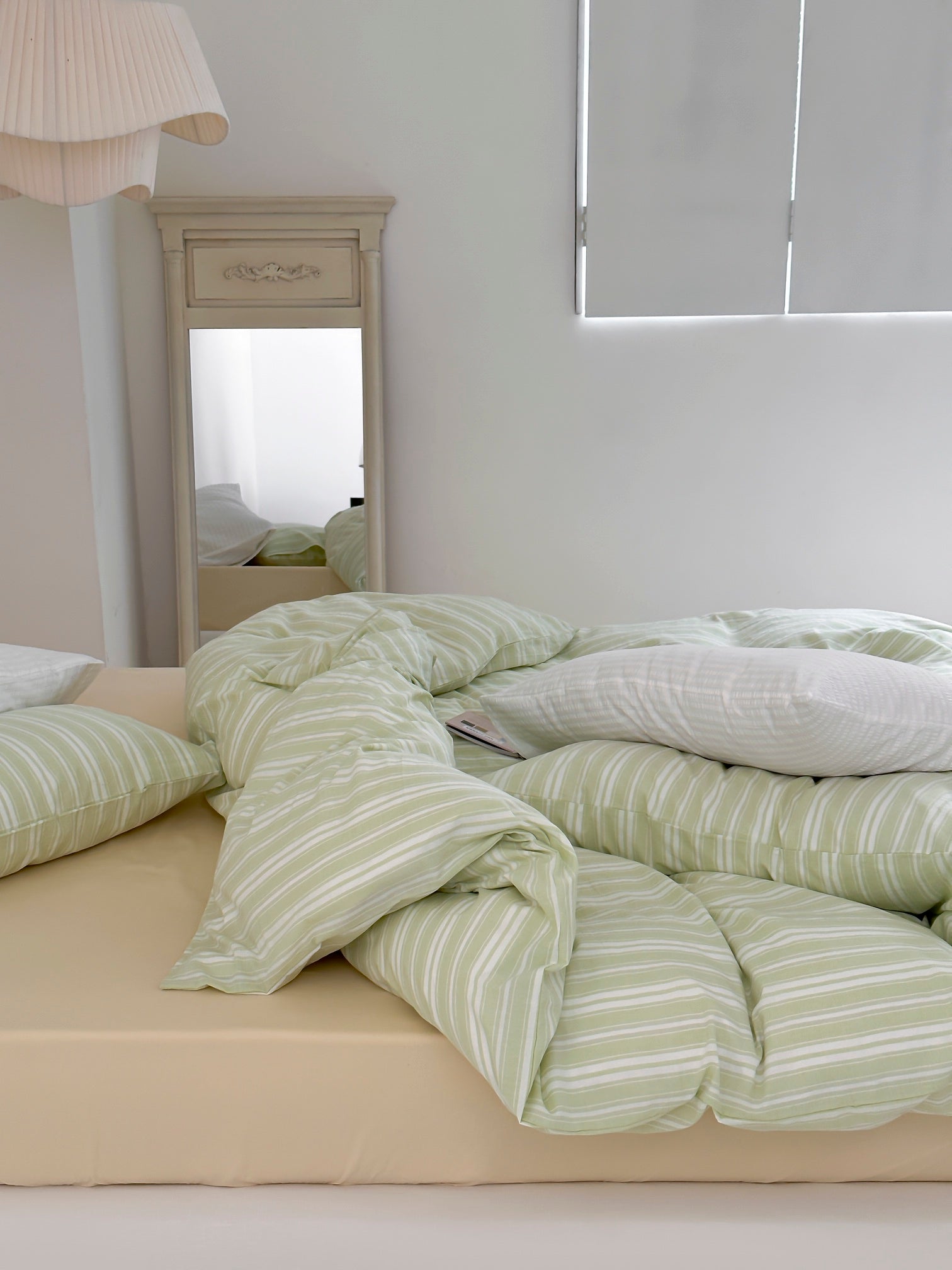 Willow Breeze Stripe Washed Cotton Duvet Cover Set