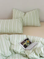 Willow Breeze Stripe Washed Cotton Duvet Cover Set