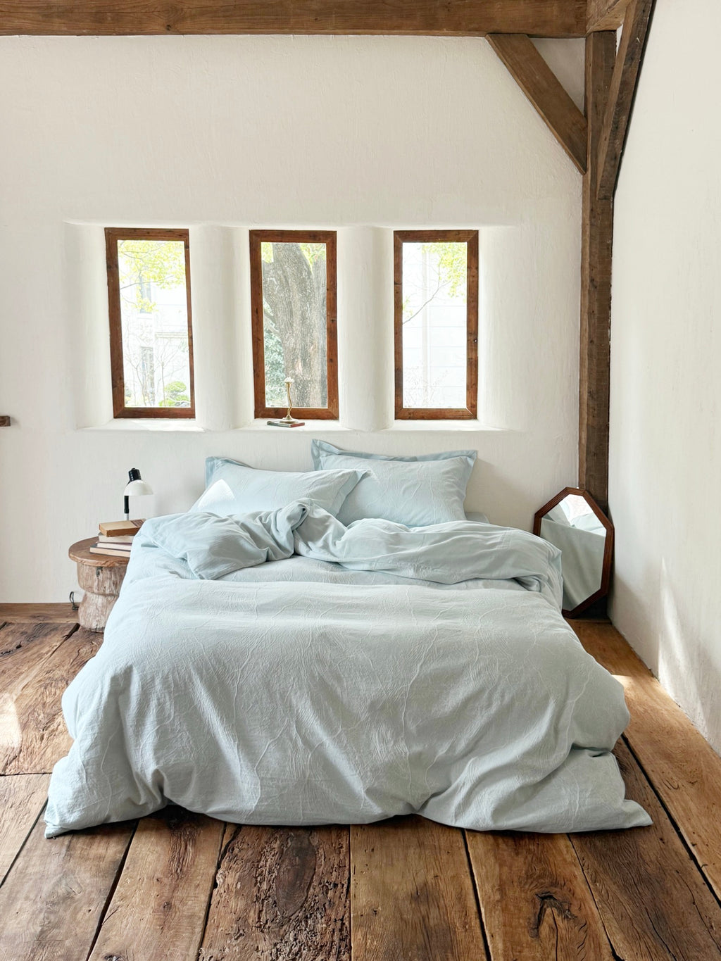 Glacier Vein Jacquard Cotton Duvet Cover -  Aqua