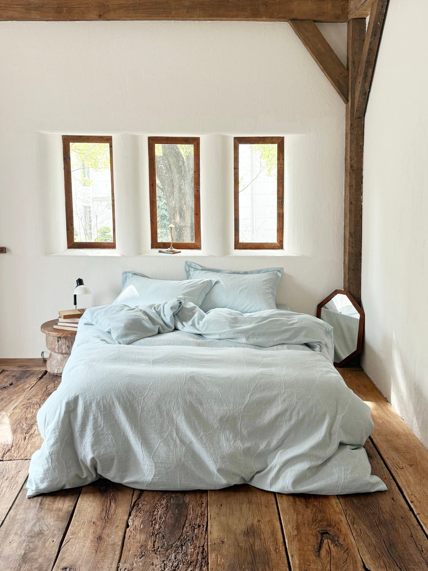 Glacier Vein Jacquard Cotton Duvet Cover -  Aqua