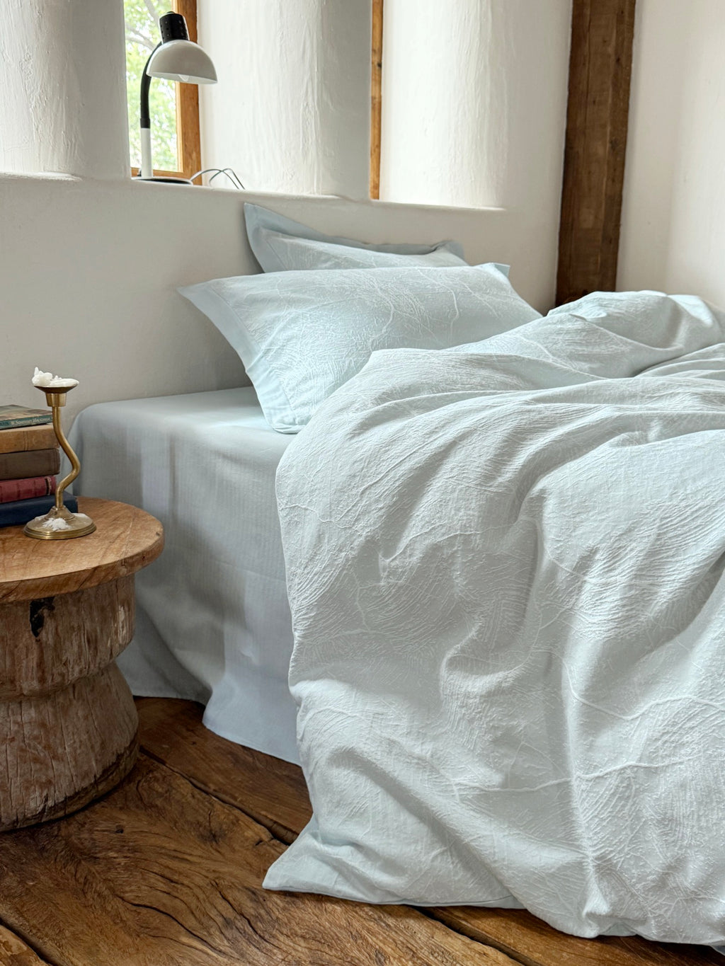 Glacier Vein Jacquard Cotton Duvet Cover -  Aqua