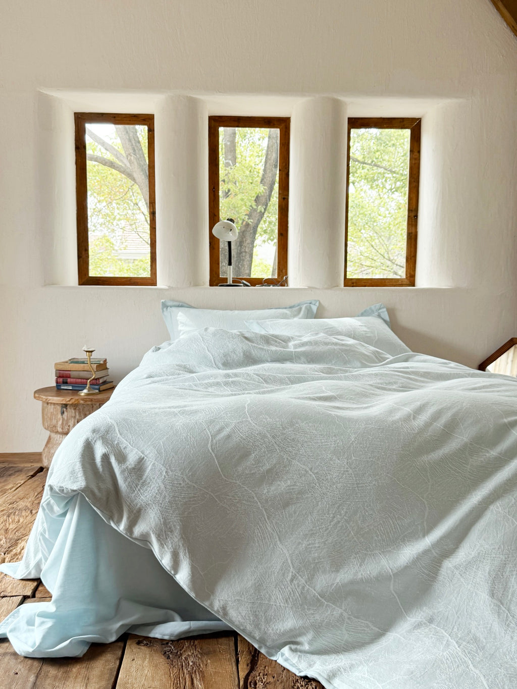 Glacier Vein Jacquard Cotton Duvet Cover -  Aqua