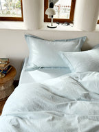 Glacier Vein Jacquard Cotton Duvet Cover -  Aqua
